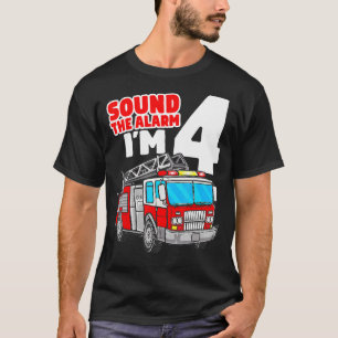 Fire Truck 4 Year Old Firefighter Four 4th Birthda T-Shirt