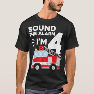 Fire Truck 4th Birthday Firefighter 4 Year Old T-Shirt