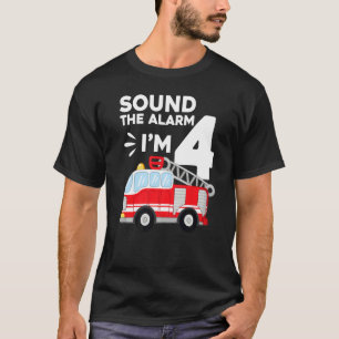 Fire Truck 4th Birthday Firefighter 4 Year Old T-Shirt
