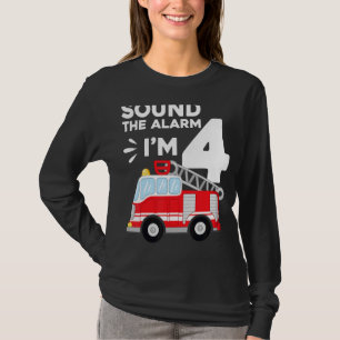 Fire Truck 4th Birthday Firefighter 4 Year Old T-Shirt