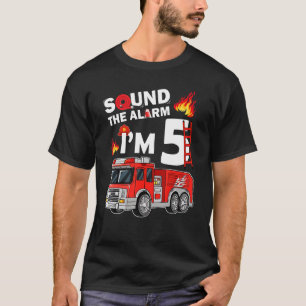 Fire Truck 5 Year Old Firefighter 5th Birthday Boy T-Shirt