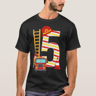 Fire Truck 5 Year Old Firefighter 5th Birthday Boy T-Shirt