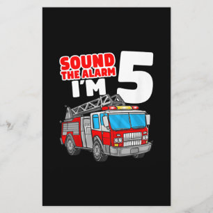 Fire Truck 5 Year Old Firefighter 5th Birthday Stationery