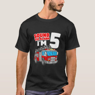 Fire Truck 5 Year Old Firefighter 5th Birthday T-Shirt