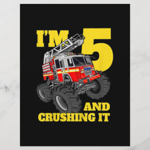 Fire Truck 5th Birthday Boy 5 Firefighter Gift Flyer