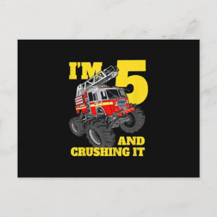 Fire Truck 5th Birthday Boy 5 Firefighter Gift Holiday Postcard
