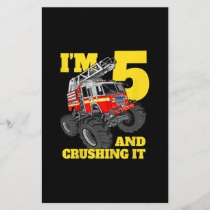 Fire Truck 5th Birthday Boy 5 Firefighter Gift Stationery