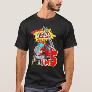 Fire Truck 5th Birthday Boy 5 Year Old Firefighter T-Shirt