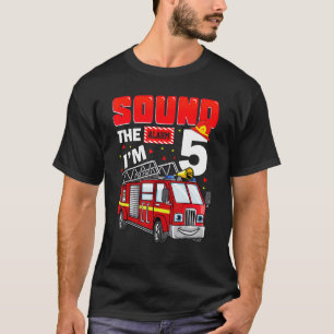 Fire Truck 5th Birthday Boy 5 Year Old Firefighter T-Shirt