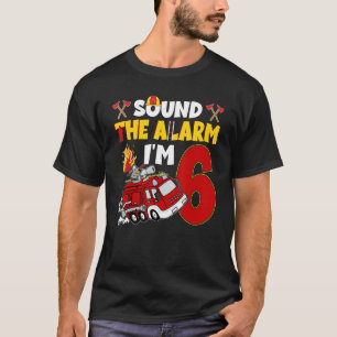 Fire Truck 6 Year Old Firefighter 6th Birthday Boy T-Shirt