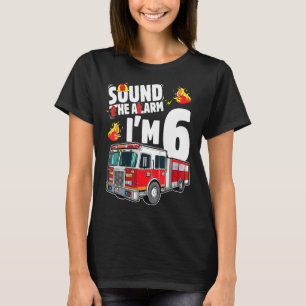 Fire Truck 6th Birthday Boy Firefighter 6 Year Old T-Shirt