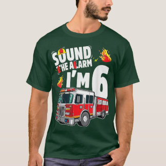 Fire Truck 6th Birthday Boy Firefighter 6 Year Old T-Shirt