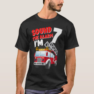 Fire Truck 7 Year Old Firefighter 7th Birthday Boy T-Shirt