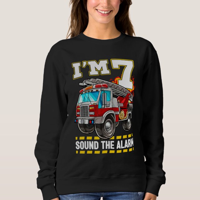 Fire Truck 7th Birthday Boy Toddler Firefighter 7 Sweatshirt (Front)
