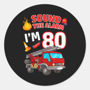 Fire Truck 80th Birthday Firefighter Fireman 80 Ye Classic Round Sticker