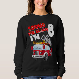 Fire Truck 8 Year Old Firefighter 8th Birthday Boy Sweatshirt