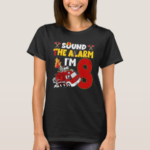 Fire Truck 8 Year Old Firefighter 8th Birthday Boy T-Shirt