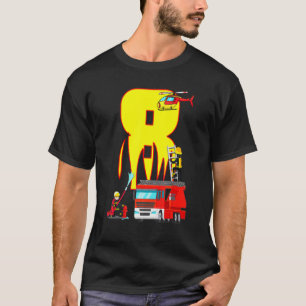 Fire Truck 8 Year Old Firefighter 8th Birthday Boy T-Shirt