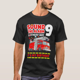 Fire Truck 9 Year Old Firefighter 9th Birthday Boy T-Shirt