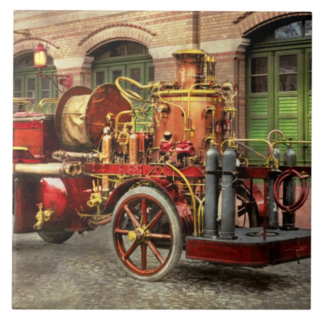 Fire Truck - An electric pump truck 1907 Ceramic Tile (Front)