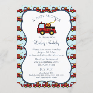 Fire Truck Baby Shower Invitation