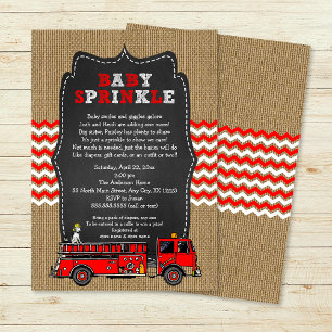 Fire Truck Baby Sprinkle Invite / boy baby shower