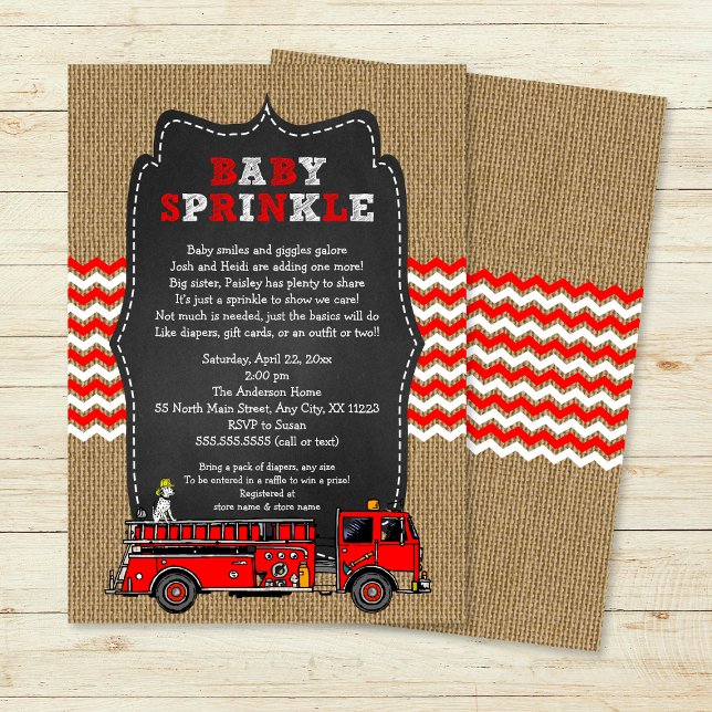 Fire Truck Baby Sprinkle Invite / boy baby shower (Creator Uploaded)