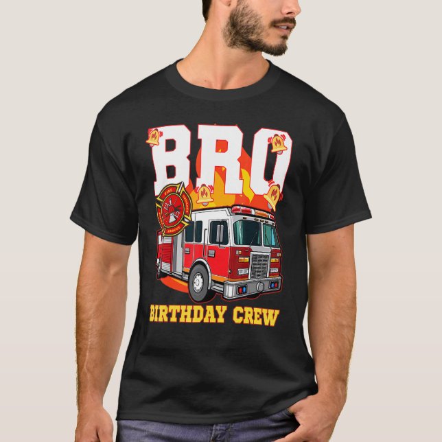 Fire Truck Birthday Crew Brother Family Firefighte T-Shirt (Front)