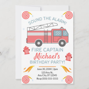 Fire Truck Birthday Invitation