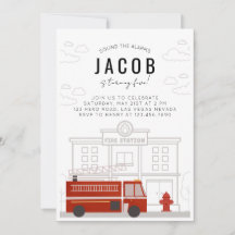 Fire Truck Birthday Invitation