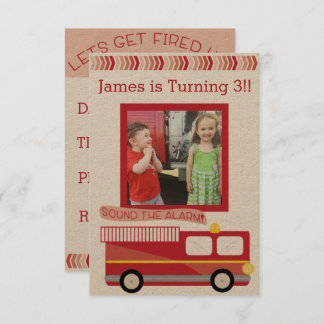 Fire Truck Birthday Invitation