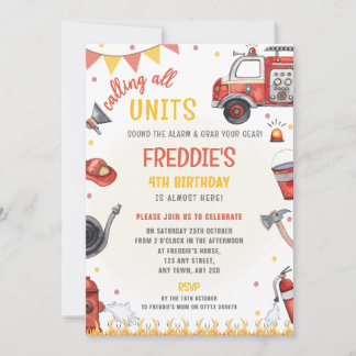 Fire Truck Birthday Invitation - Sound the Alarm 