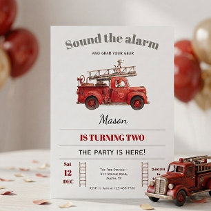 Fire Truck Birthday Invitation Sound the Alarm