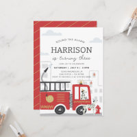 Fire Truck Birthday Invitation • Sound the Alarm