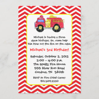 Fire Truck Birthday Invitations