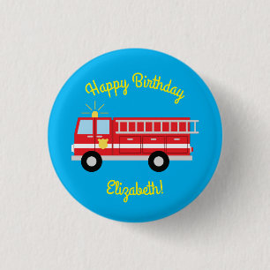 Fire Truck Birthday Party 3 Cm Round Badge