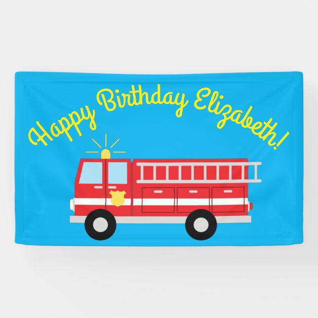 Fire Truck Birthday Party  Banner (Horizontal)