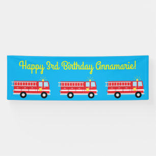 Fire Truck Birthday Party Banner
