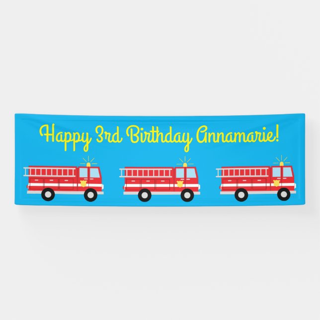 Fire Truck Birthday Party  Banner (Horizontal)