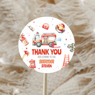Fire Truck Birthday Party  Classic Round Sticker