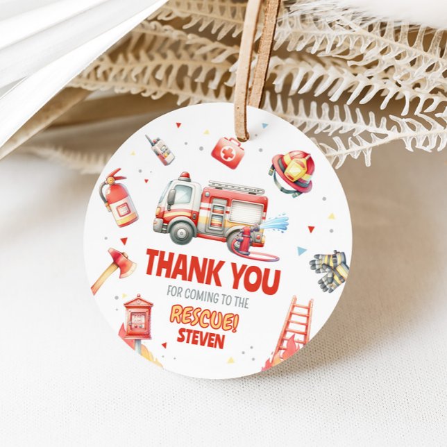Fire Truck Birthday Party  Favour Tags (Fire Truck Birthday Party Favor Tags)