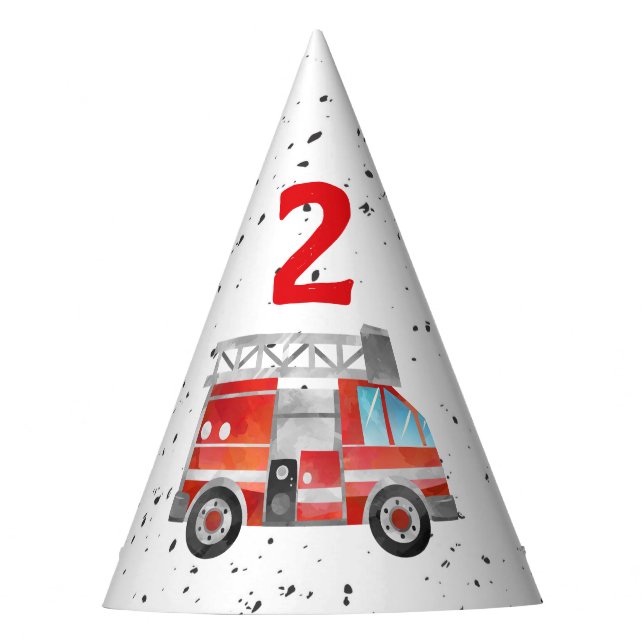 Fire Truck Birthday Party Hats (Front)