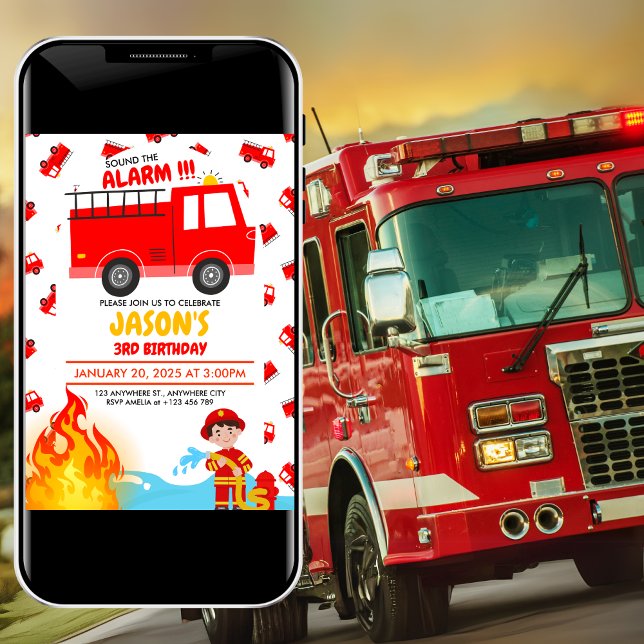 Fire Truck Birthday Party Invitation (Creator Uploaded)