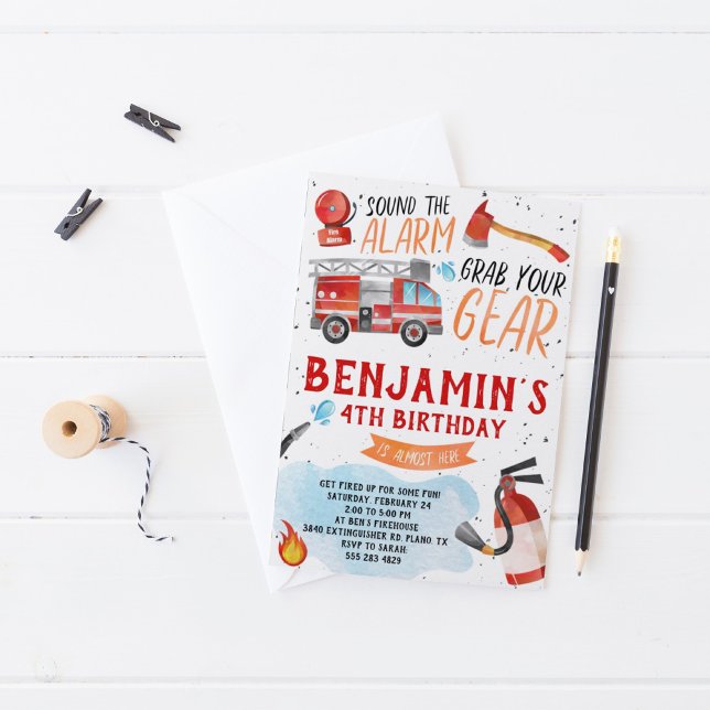 Fire Truck Birthday Party Invitation (Creator Uploaded)