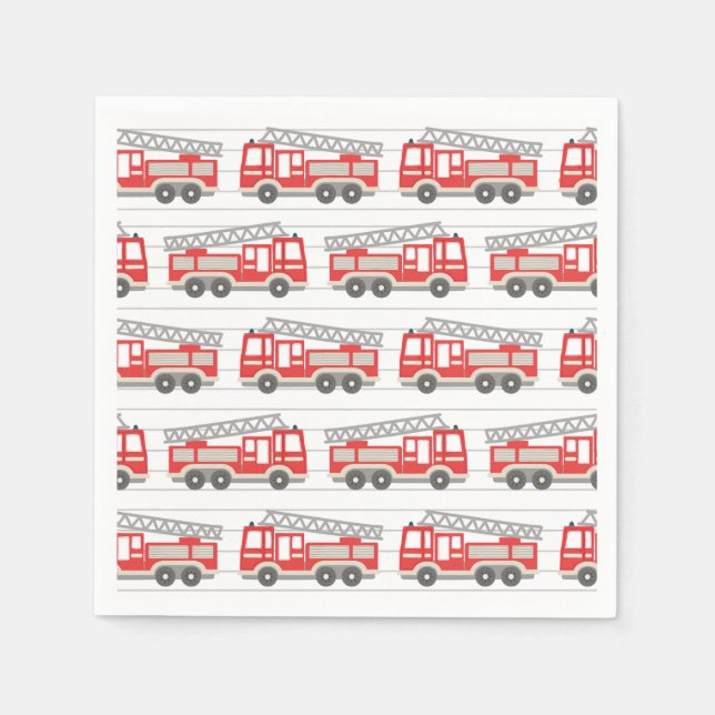 Fire Truck Birthday Party Napkin (Front)