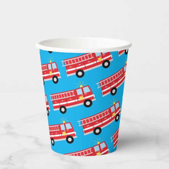 Fire Truck Birthday Party  Paper Cups (Front)