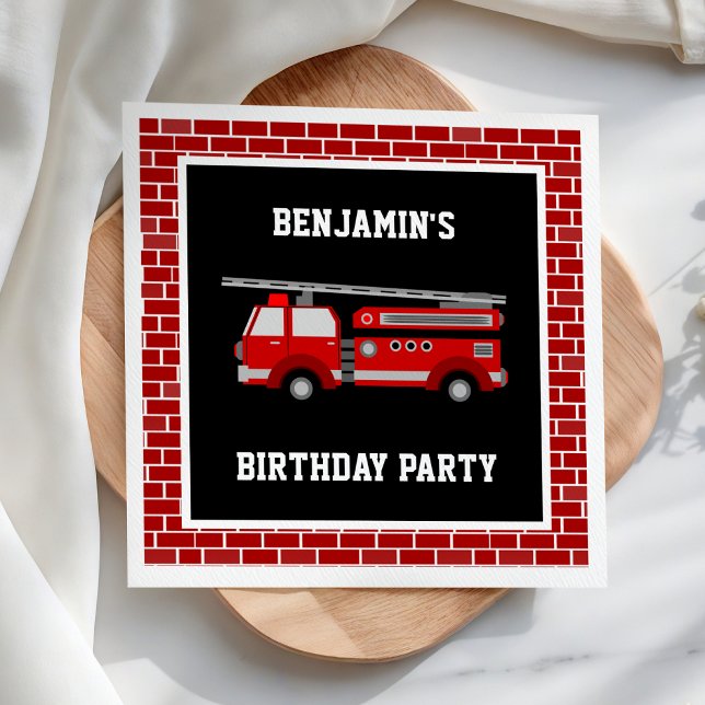 Fire Truck Birthday Party Paper Napkin (Creator Uploaded)