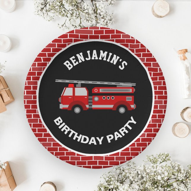 Fire Truck Birthday Party Paper Plate (Creator Uploaded)
