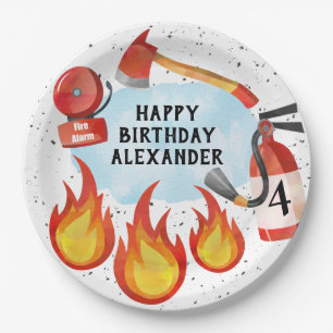 Fire Truck Birthday Party Plates - Fire Man Theme