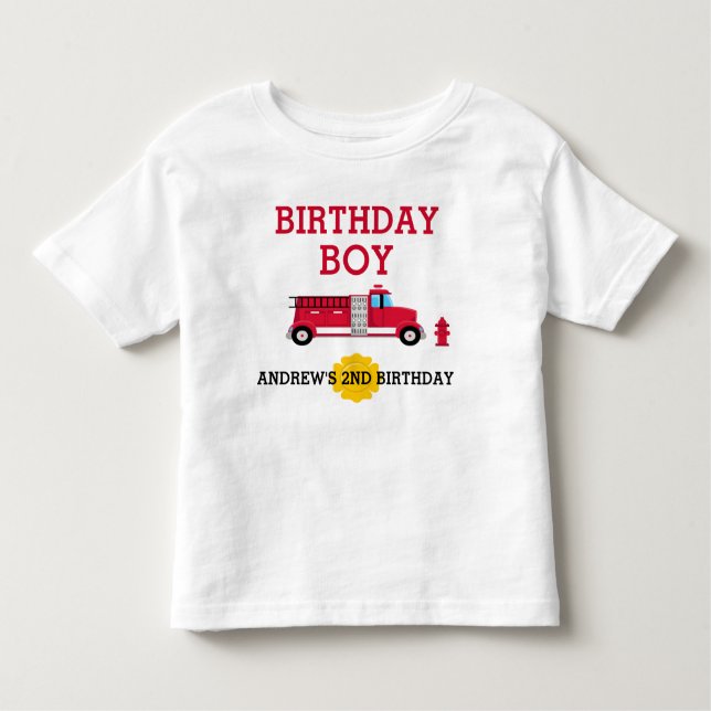 Fire Truck Birthday T-shirt Toddler Kid (Front)